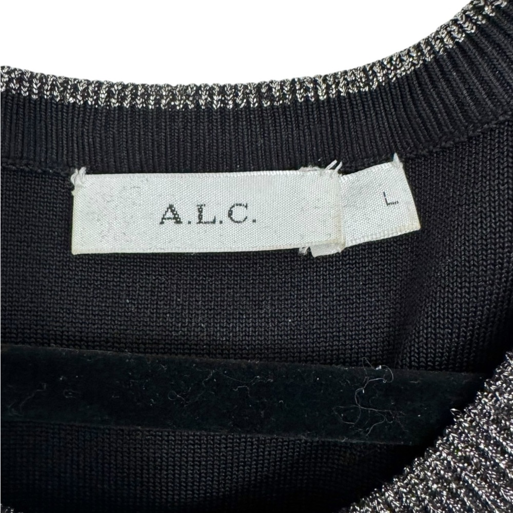 A.L.C $595 Retail Kilmer Crewneck Sleeveless Metallic Knit Dress, Size Large - Picture 12 of 13